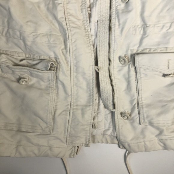 GAP Womens Button‎ Front Off-White Jacket With Hoodie 100% Cotton Sz M E86 - Picture 3 of 8